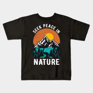 Peace In Nature Mountains Hiking Outdoor Camping Kids T-Shirt